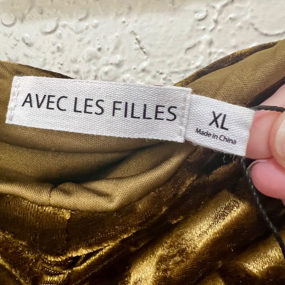 Avec Les Filles Burnout Leopard Velvet Ruched Maxi Skirt‎ Gold XL Designer NEW - Picture 4 of 7